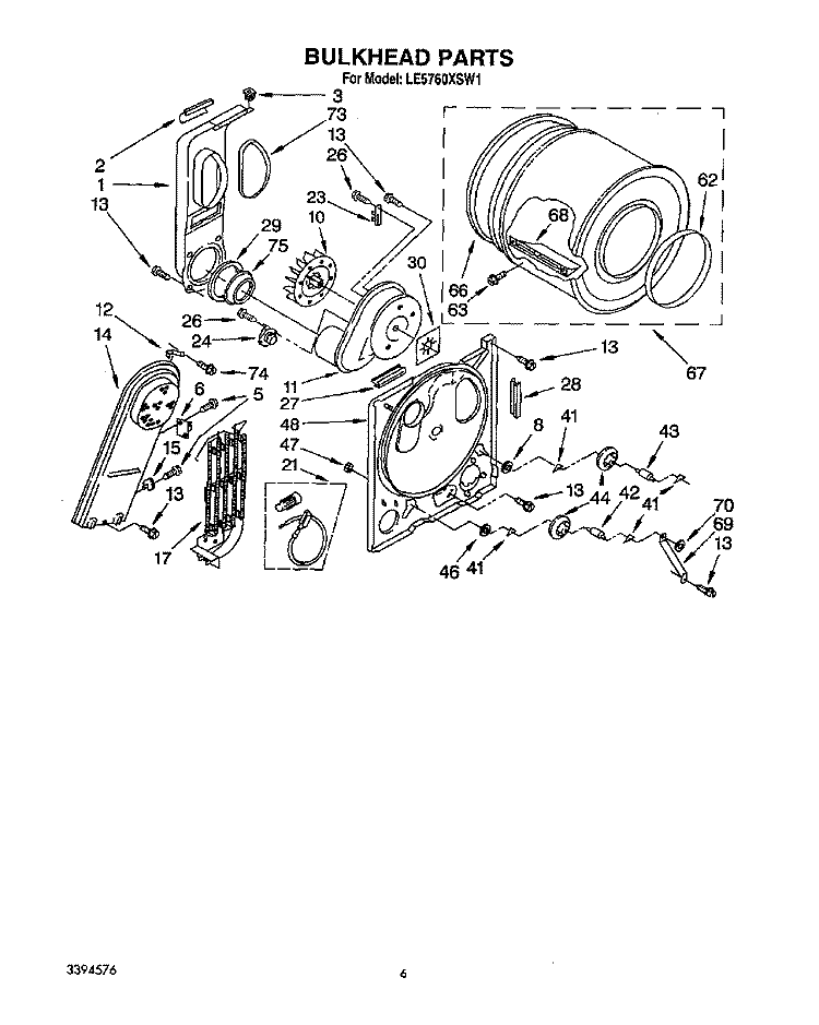 SECTION Diagram and Parts List for LE5760XSN1  Whirlpool Dryer