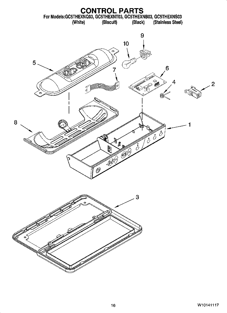 CONTROL PARTS Diagram and Parts List for GC5THEXNS03  Whirlpool Refrigerator