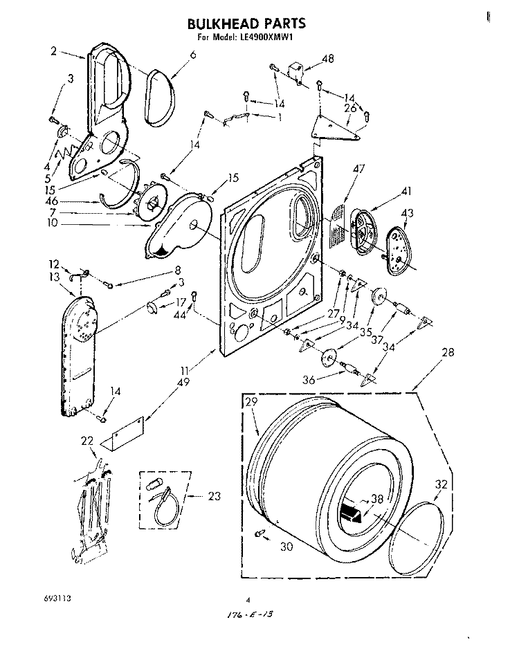 SECTION Diagram and Parts List for LE4900XMW1  Whirlpool Dryer
