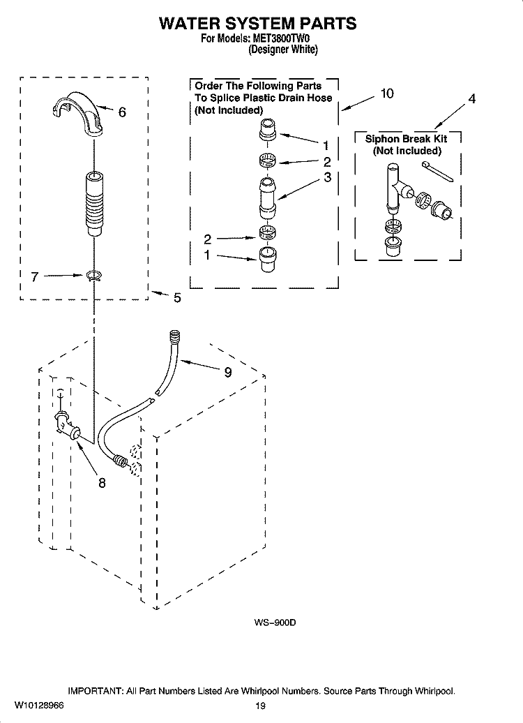 WATER SYSTEM PARTS Diagram and Parts List for MET3800TW0  Maytag Washer Dryer Combo