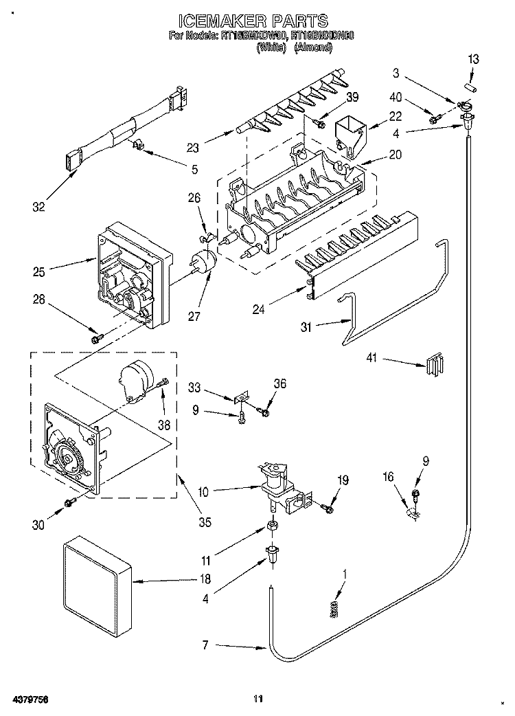 ICEMAKER, LIT/OPTIONAL Diagram and Parts List for RT18BMXDW00  Roper Refrigerator