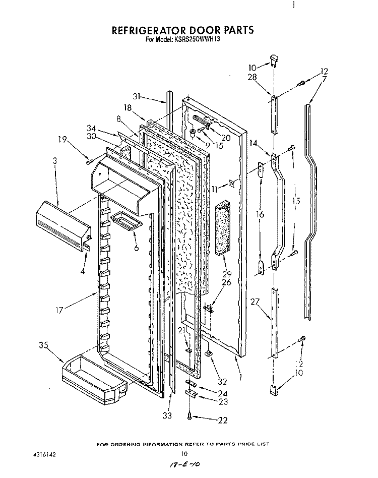 REFRIGERATOR DOOR Diagram and Parts List for KSRS25QWAL13  KitchenAid Refrigerator