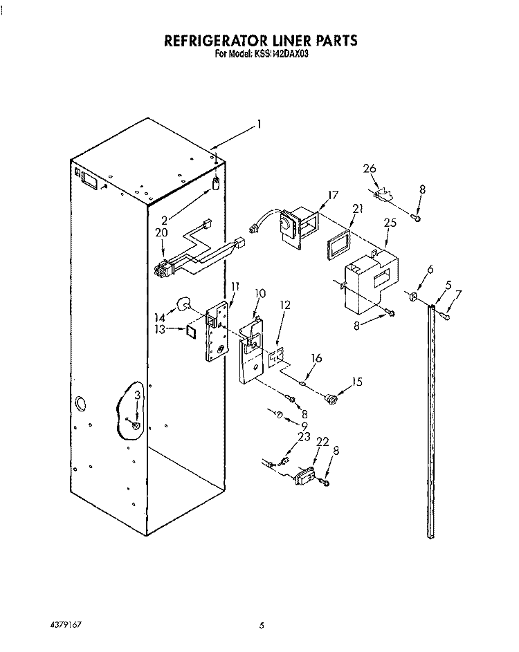 REFRIGERATOR LINER Diagram and Parts List for KSSS42DAX03  KitchenAid Refrigerator