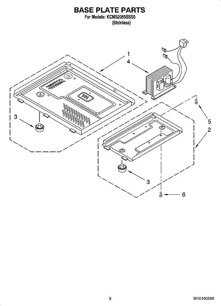 BASE PLATE PARTS Diagram and Parts List for KCMS2055SSS0  KitchenAid Microwave