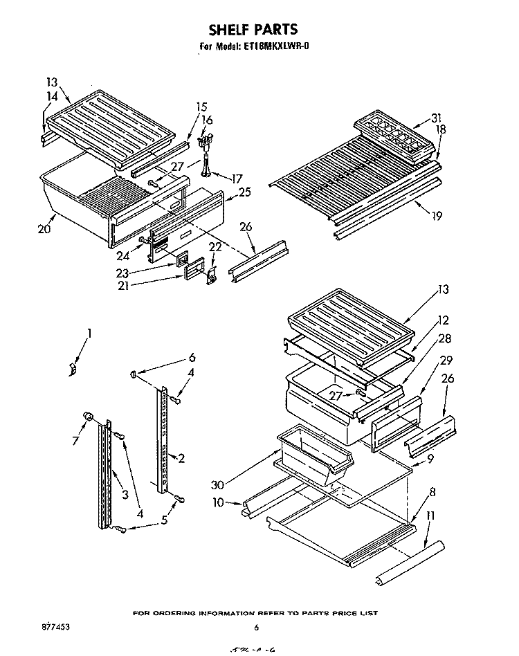 SHELF Diagram and Parts List for ET18MKXLWR0  Whirlpool Refrigerator