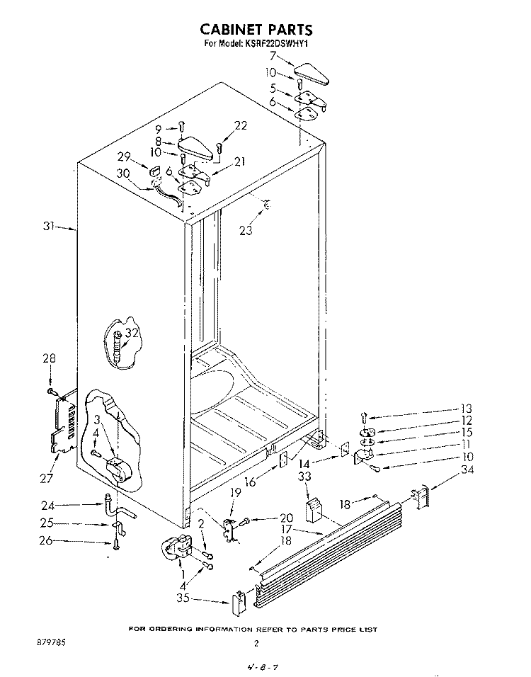 CABINET Diagram and Parts List for KSRF22DSWHY1  KitchenAid Refrigerator