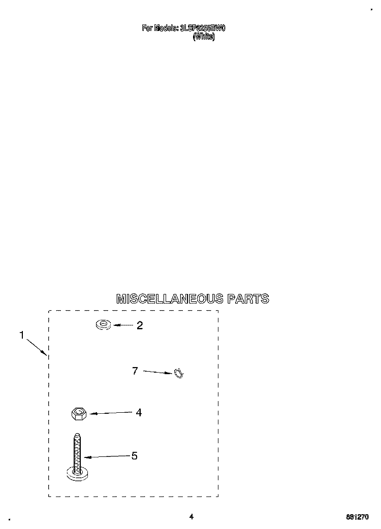 MISCELLANEOUS Diagram and Parts List for 3LSP8255BW0  Whirlpool Washer