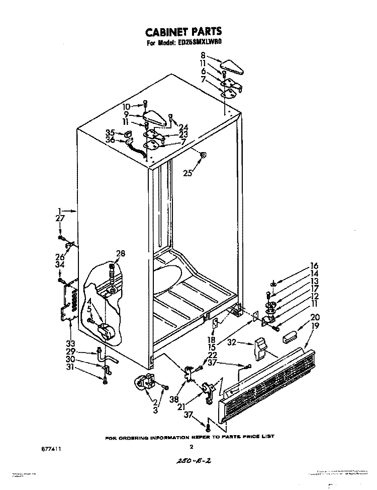 CABINET Diagram and Parts List for ED25SMXLWR0  Whirlpool Refrigerator