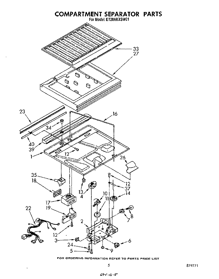 COMPARTMENT SEPARATOR Diagram and Parts List for ET20AKXSW01  Whirlpool Refrigerator