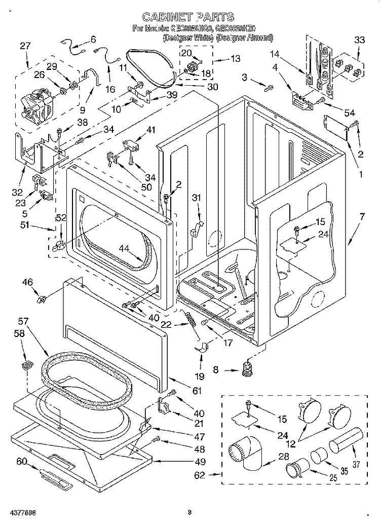 CABINET Diagram and Parts List for GEC9858HZ0  Whirlpool Dryer