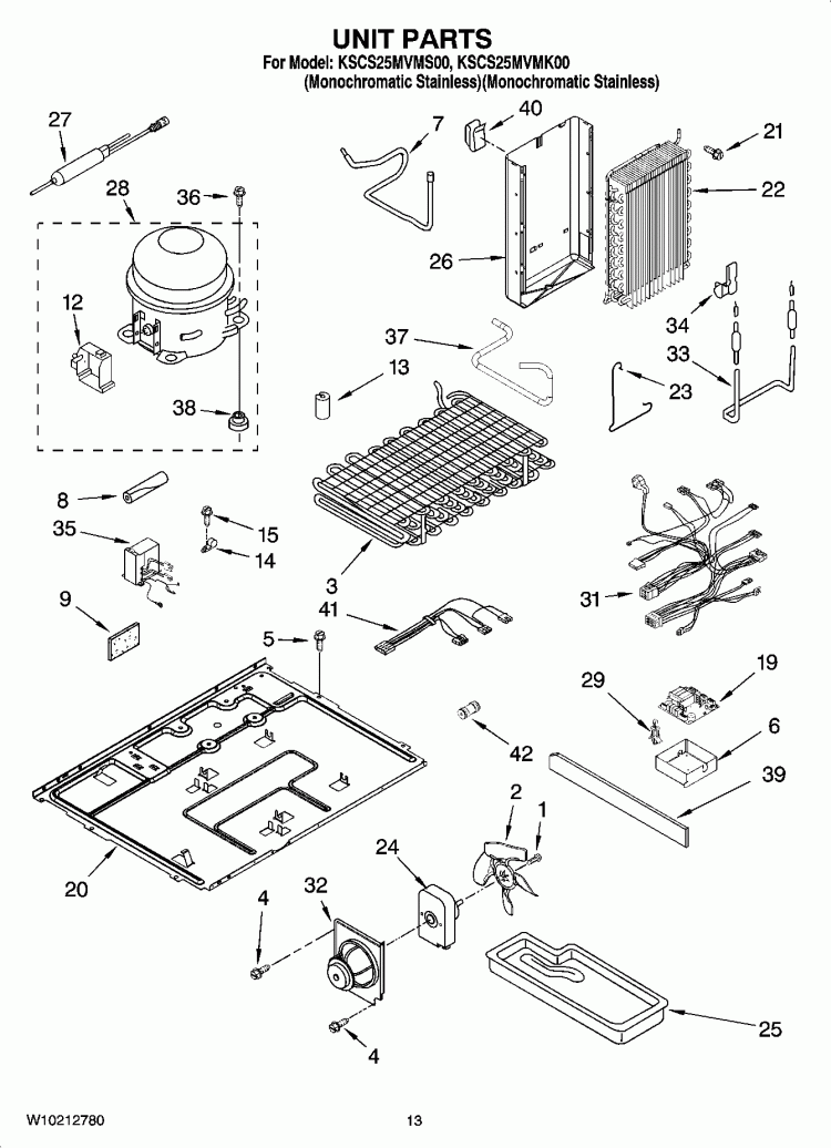 UNIT PARTS Diagram and Parts List for KSCS25MVMK00  KitchenAid Refrigerator