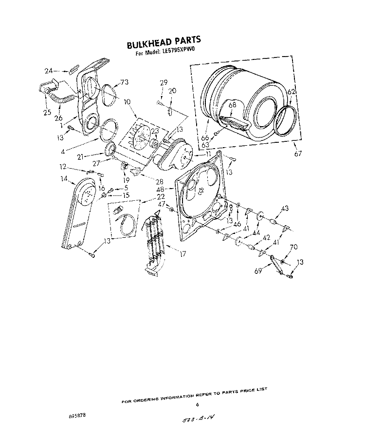SECTION Diagram and Parts List for LE5795XPW0  Whirlpool Dryer