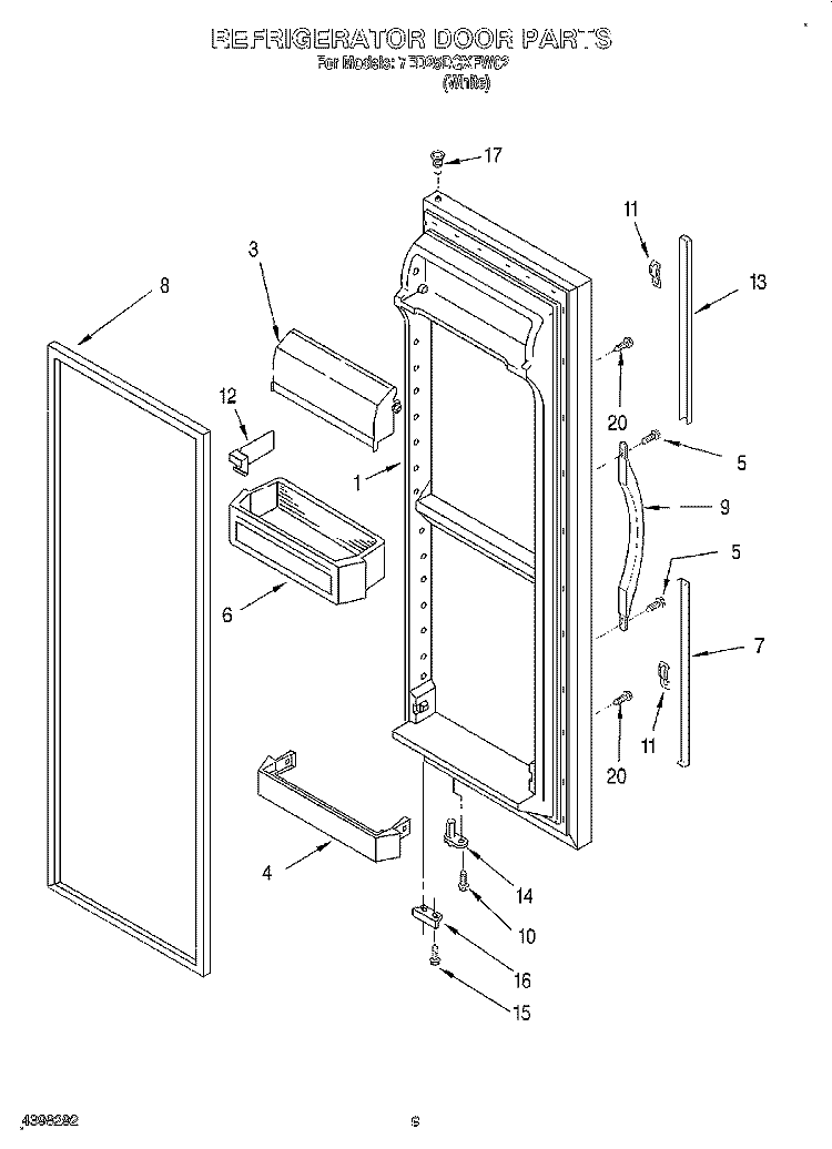 REFRIGERATOR DOOR Diagram and Parts List for 7ED25DQXFW02  Whirlpool Refrigerator