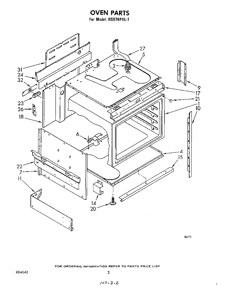 OVEN Diagram and Parts List for RS576PXL1  Whirlpool Range