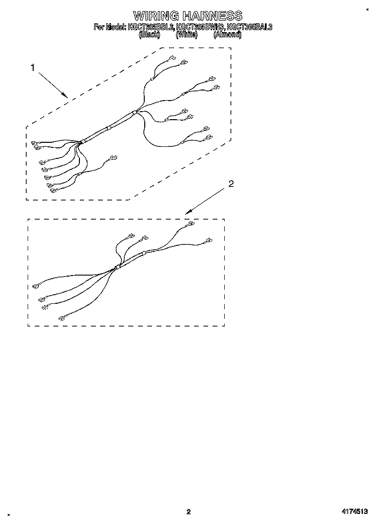 WIRING HARNESS Diagram and Parts List for KGCT305BBL3  KitchenAid Cooktop