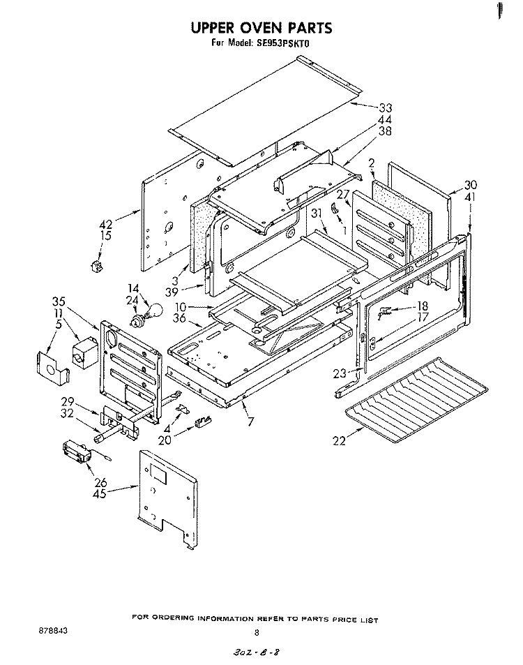 UPPER OVEN Diagram and Parts List for SE953PSKT0  Whirlpool Range