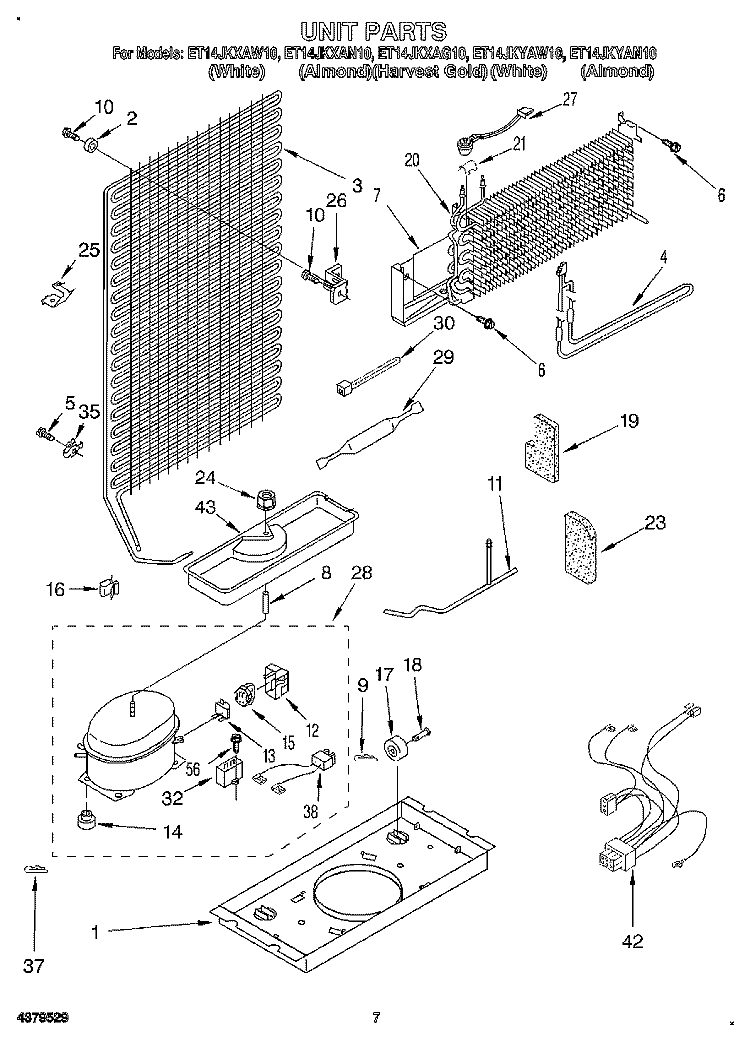 UNIT Diagram and Parts List for ET14JKXAG10  Whirlpool Refrigerator