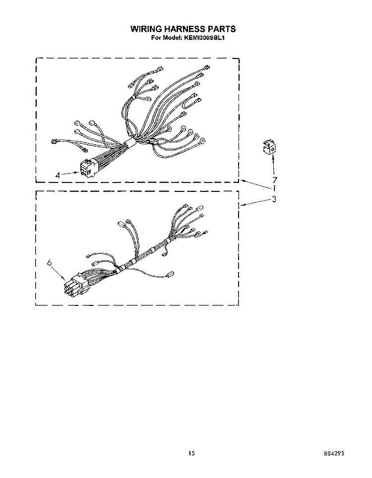 WIRING HARNESS Diagram and Parts List for KEMI300SBL1  KitchenAid Microwave Oven Combo