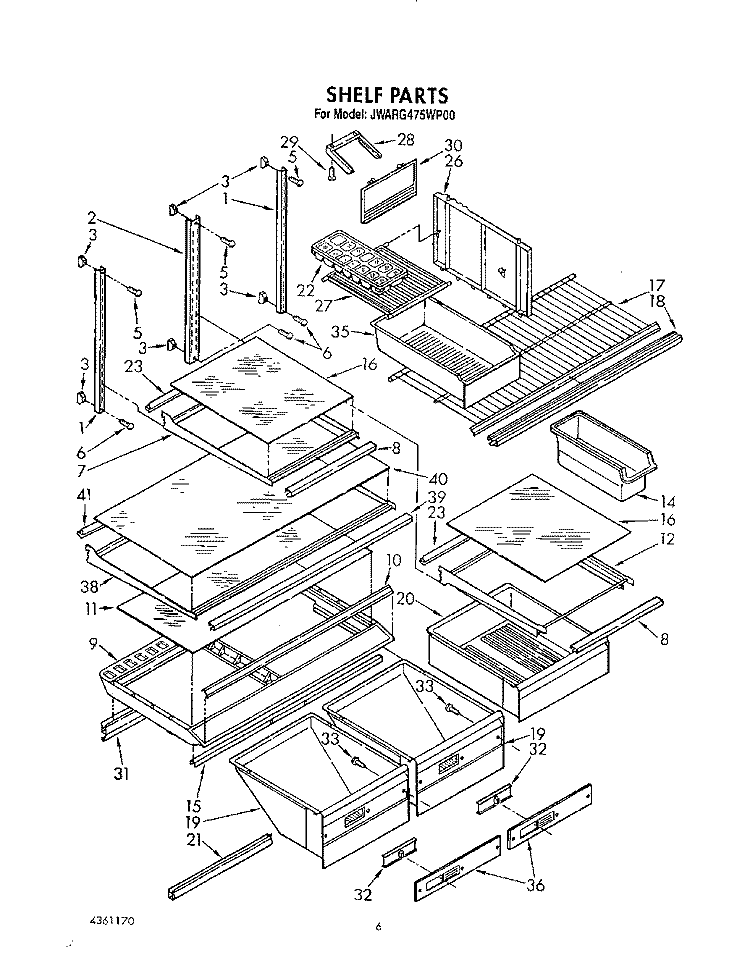 SHELF, LIT/OPTIONAL Diagram and Parts List for JWARG475WP00  Whirlpool Refrigerator