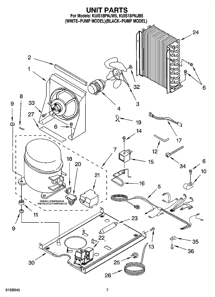 UNIT PARTS Diagram and Parts List for KUIS18PNJB5  KitchenAid Ice Maker