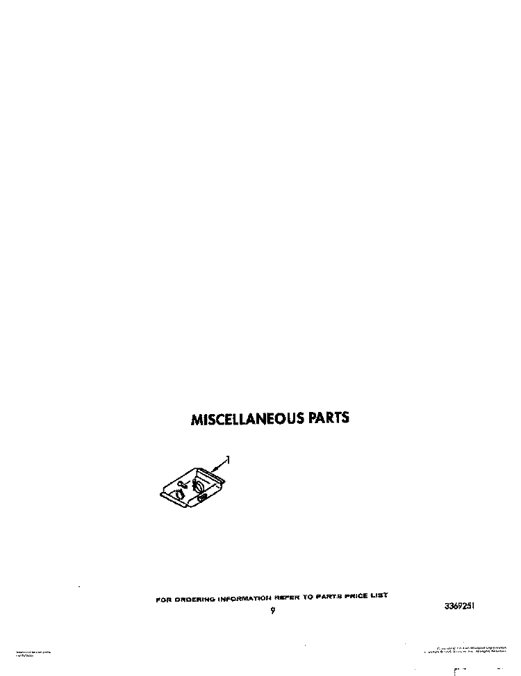 OPTIONAL, MISCELLANEOUS Diagram and Parts List for DU9450XX0  Whirlpool Dishwasher