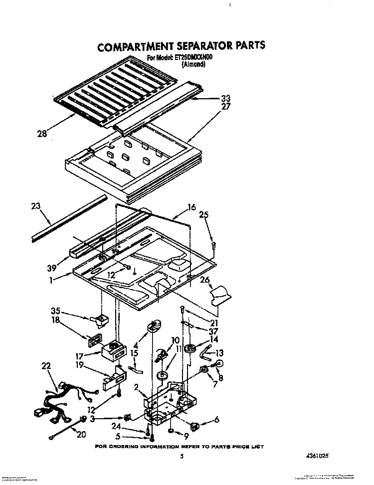 COMPARTMENT SEPARATOR Diagram and Parts List for ET25DMXXN00  Whirlpool Refrigerator
