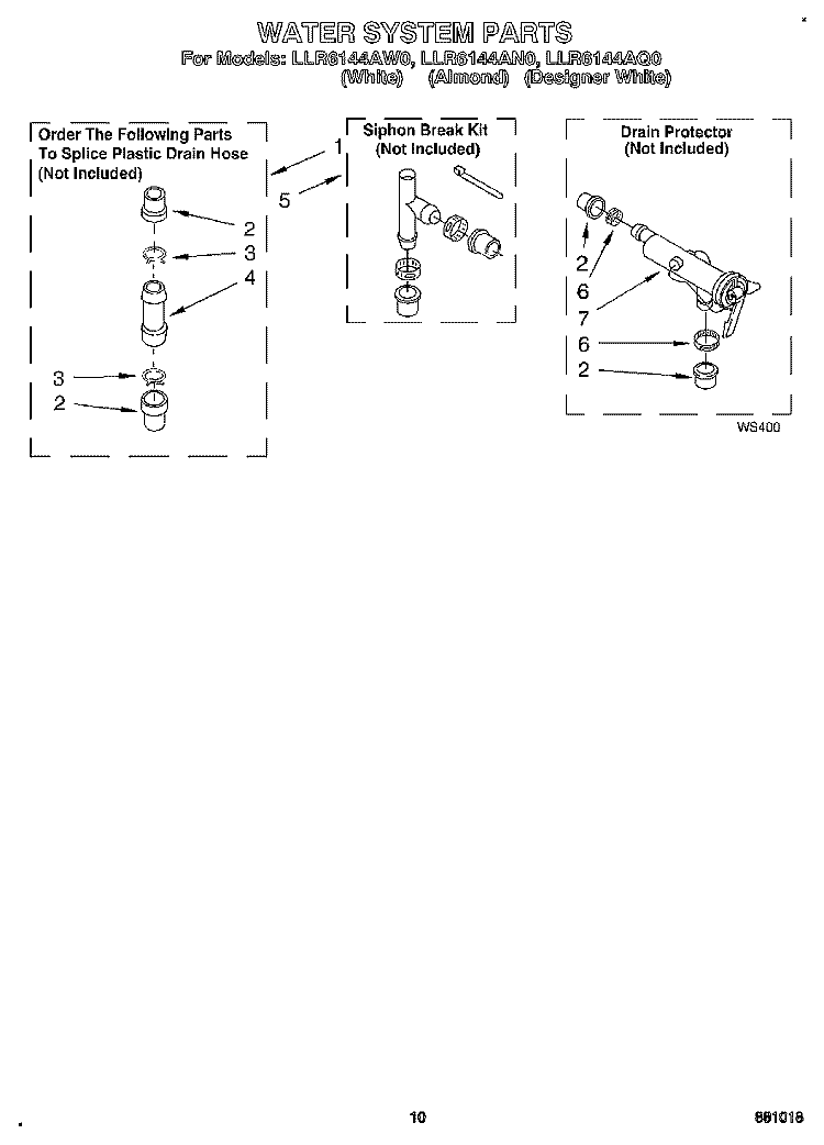 WATER SYSTEM Diagram and Parts List for LLR6144AN0  Whirlpool Washer