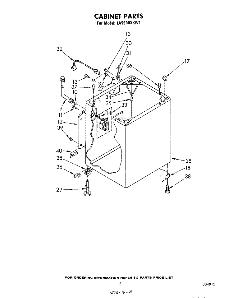 CABINET Diagram and Parts List for LA5500XKW1  Whirlpool Washer