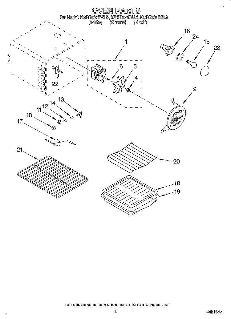OVEN Diagram and Parts List for KGRT507BWH3  KitchenAid Range