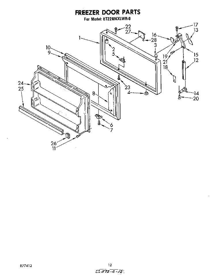 FREEZER DOOR Diagram and Parts List for ET22MKXLWR0  Whirlpool Refrigerator