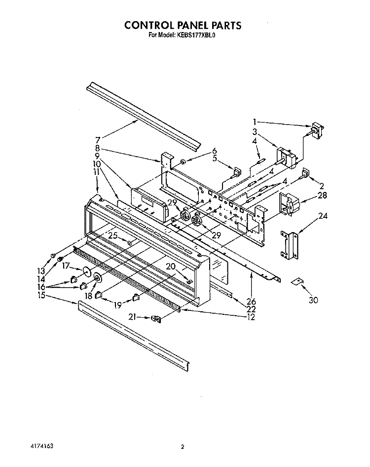 CONTROL PANEL, LIT/OPTIONAL Diagram and Parts List for KEBS177XAL0  KitchenAid Wall Oven