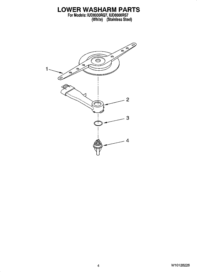 LOWER WASHARM PARTS Diagram and Parts List for IUD8000RS7  Whirlpool Dishwasher