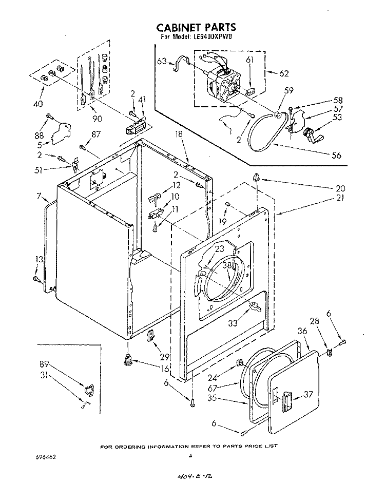 SECTION Diagram and Parts List for LE6400XPW0  Whirlpool Dryer