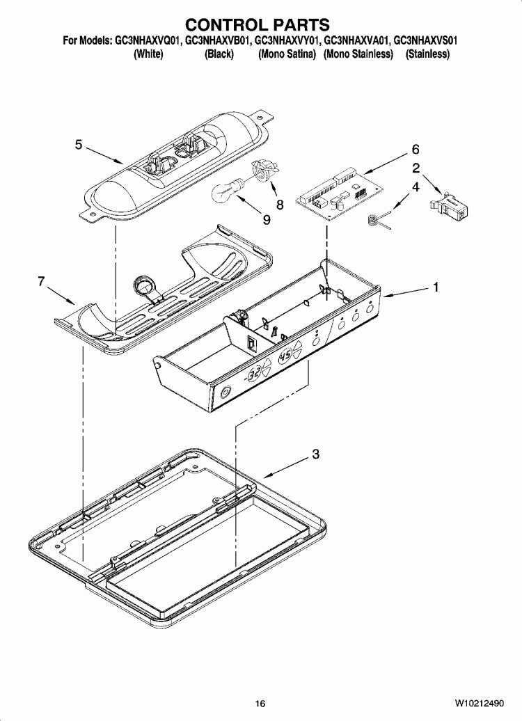 CONTROL PARTS Diagram and Parts List for GC3NHAXVA01  Whirlpool Refrigerator