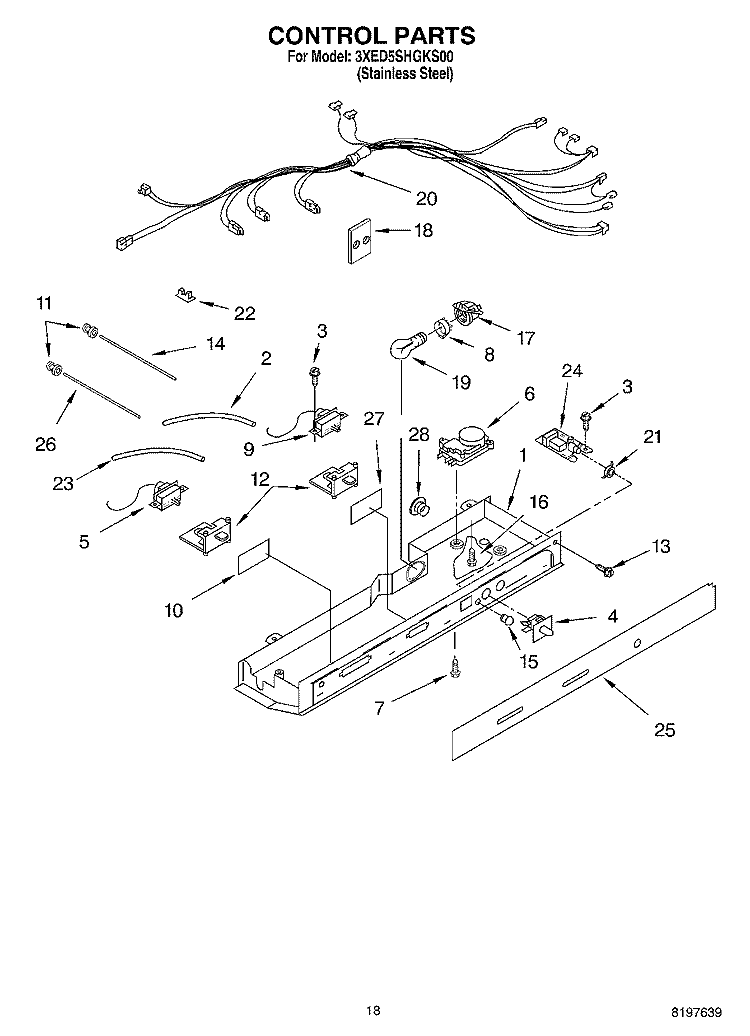 CONTROL Diagram and Parts List for 3XED5SHGKS00  Whirlpool Refrigerator