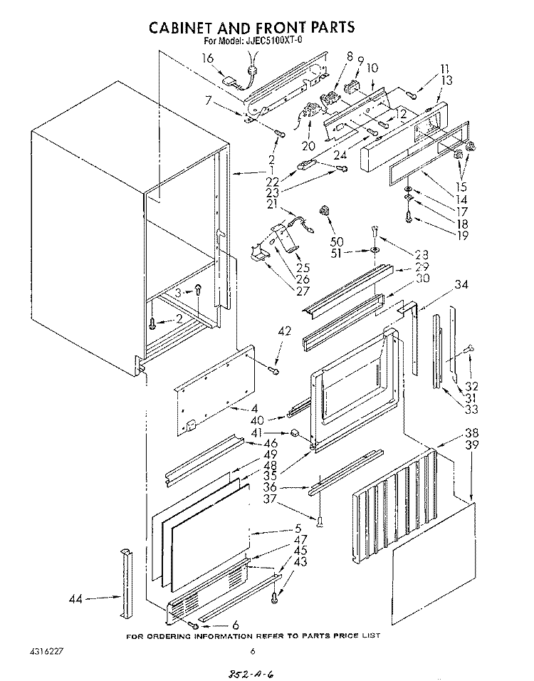 CABINET AND FRONT Diagram and Parts List for JJEC5100XT0  Whirlpool Ice Maker