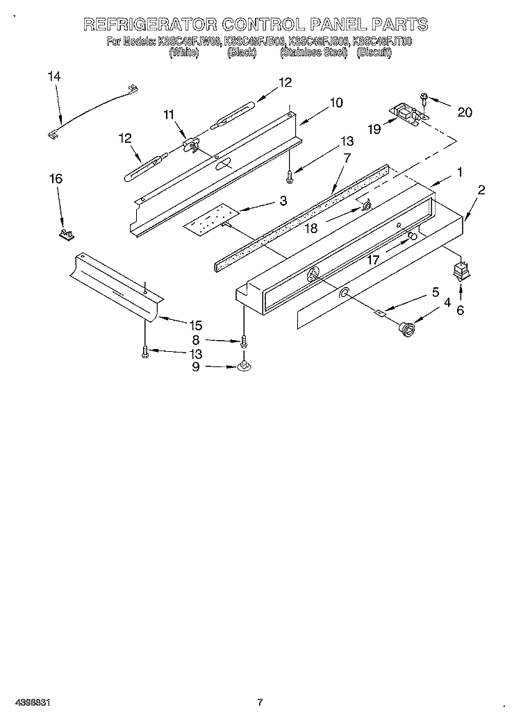 REFRIGERATOR CONTROL PANEL Diagram and Parts List for KSSC48FJS00  KitchenAid Refrigerator