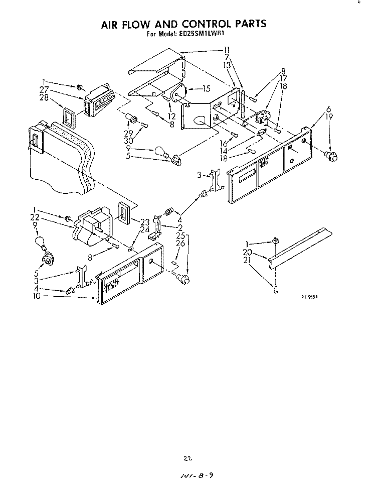 AIR FLOW AND CONTROL Diagram and Parts List for ED25SM1LWR1  Whirlpool Refrigerator