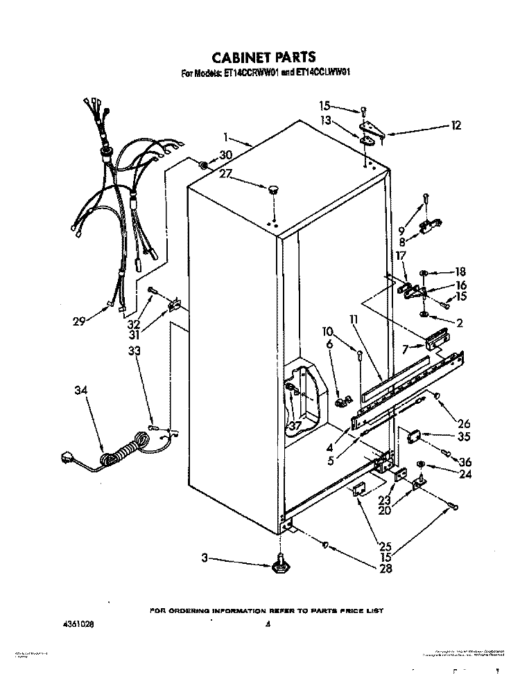 CABINET Diagram and Parts List for ET14CCRWW01  Whirlpool Refrigerator