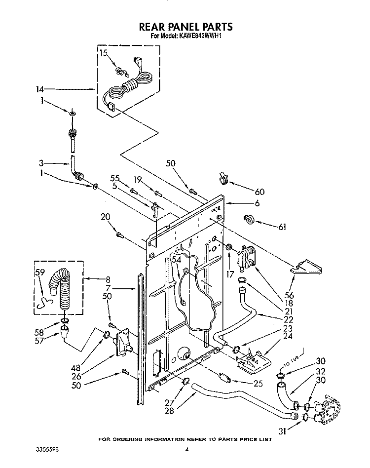 REAR PANEL Diagram and Parts List for KAWE842WAL1  Whirlpool Washer