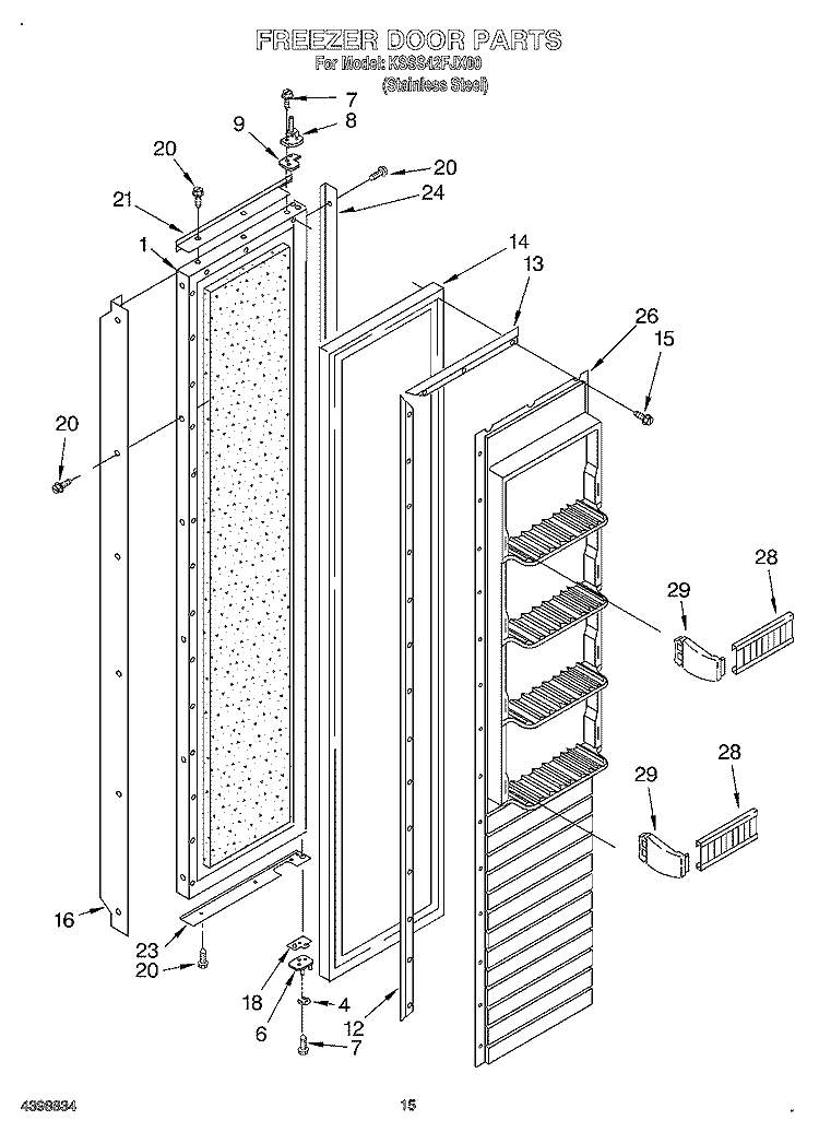 FREEZER DOOR Diagram and Parts List for KSSS42FJX00  KitchenAid Refrigerator