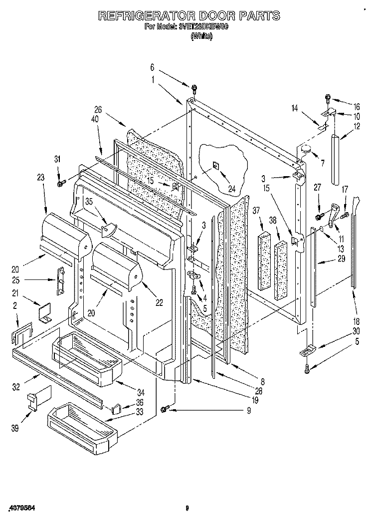 REFRIGERATOR DOOR Diagram and Parts List for 3VET23DKBW00  Whirlpool Refrigerator