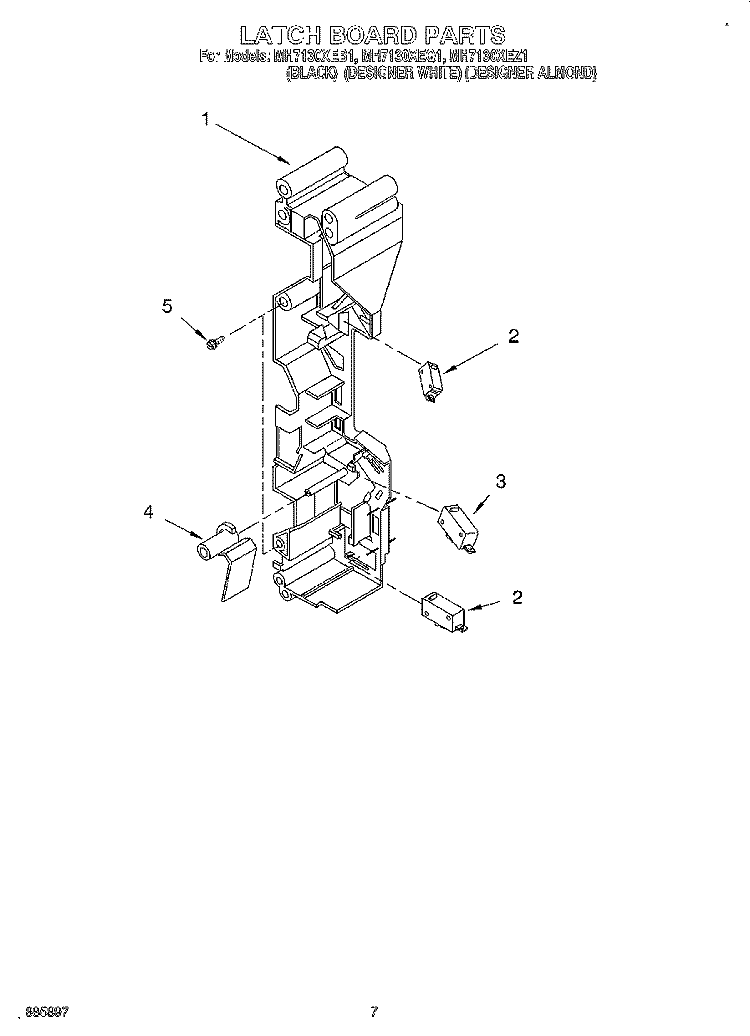 LATCH BOARD Diagram and Parts List for MH7130XEQ1  Whirlpool Microwave