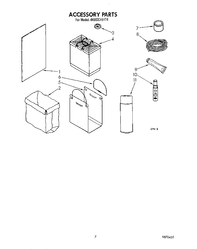 ACCESSORY Diagram and Parts List for 4KUCC151T4  KitchenAid Trash Compactor