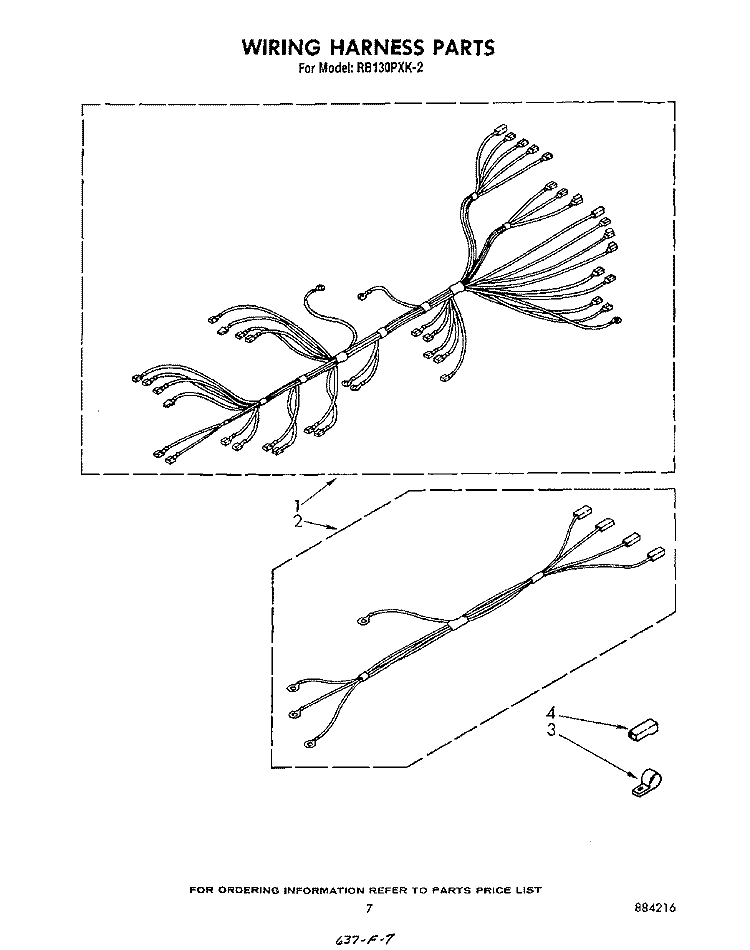 WIRING HARNESS Diagram and Parts List for RB130PXK2  Whirlpool Wall Oven