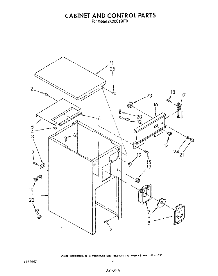 CABINET AND CONTROL Diagram and Parts List for 7KCCC150T0  KitchenAid Trash Compactor