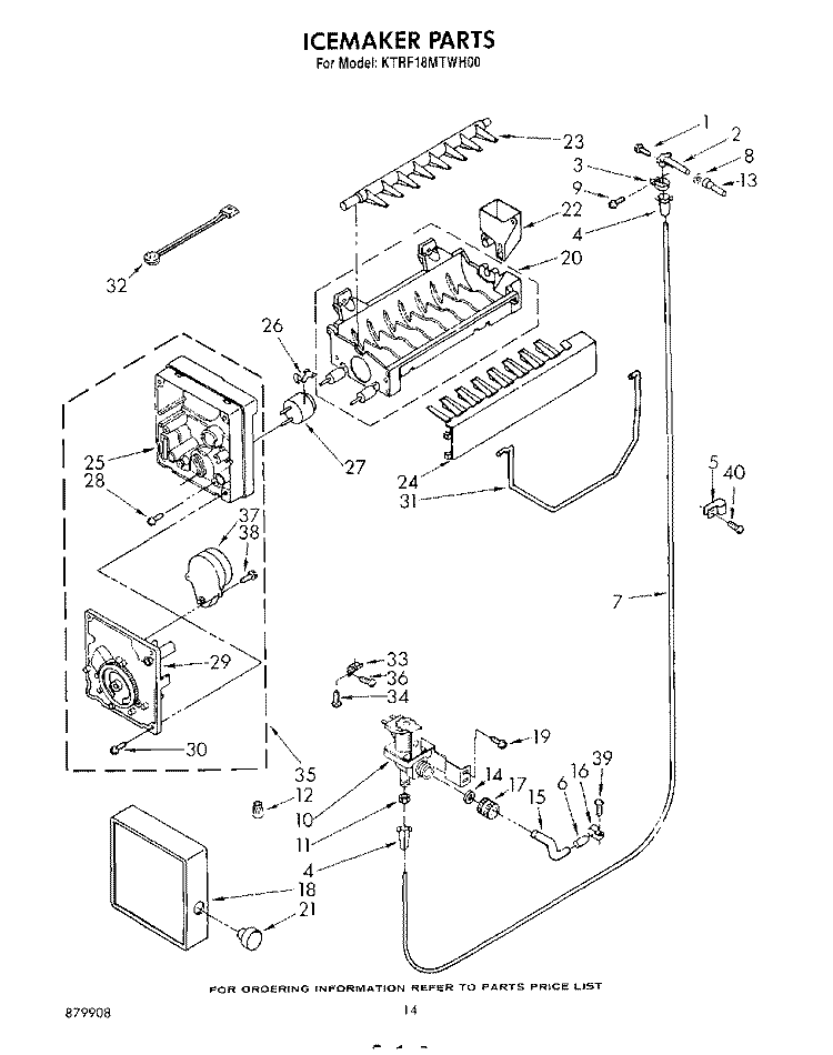 ICE MAKER , PARTS NOT ILLUSTRATED Diagram and Parts List for KTRF18MTPL00  Whirlpool Refrigerator