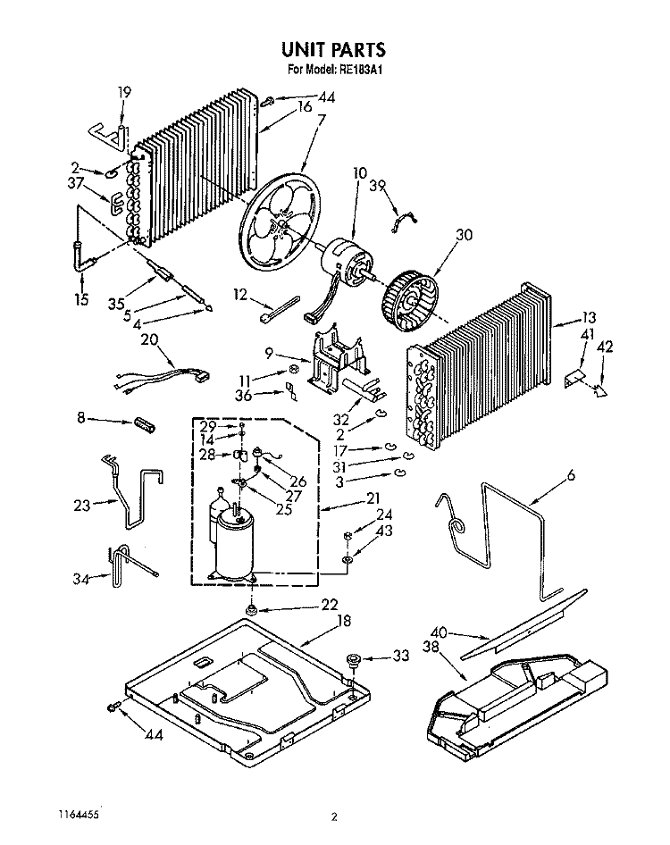 UNIT, LITERATURE Diagram and Parts List for RE183A1  Whirlpool Air Conditioner