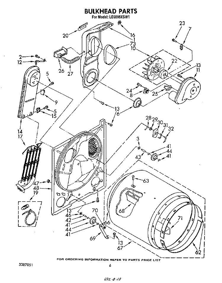 SECTION Diagram and Parts List for LE6098XSW1  Whirlpool Dryer