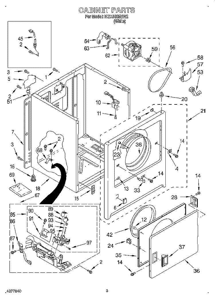 CABINET Diagram and Parts List for RGX4625EW2  Roper Dryer